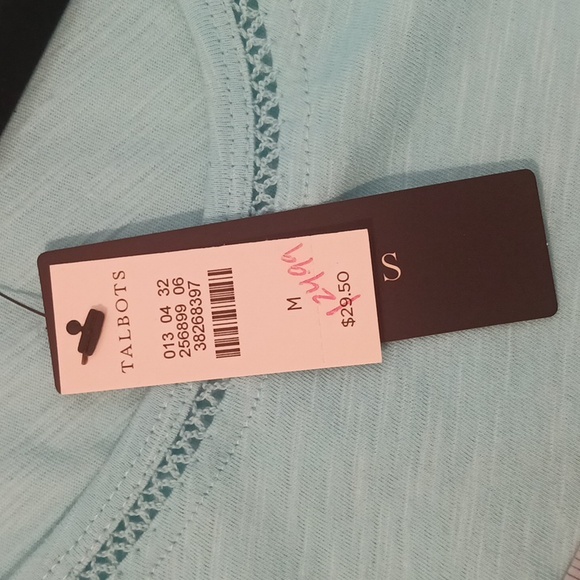 💥Women's NWT Talbots Sz M, aqua, scoop neck summer Tee  100% cotton - Picture 4 of 7